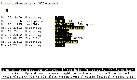[Graphic of FTP site as seen through Lynx]