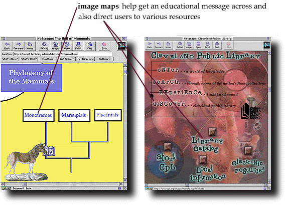 Two screen shots showing image maps